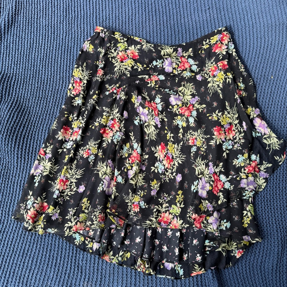 Jones New York Midi Floral Skirt Pleated Ruffled Cottage Granny Core Women's 16W